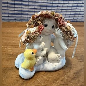 Charming Dreamsicles White Figurine with Floral Accents